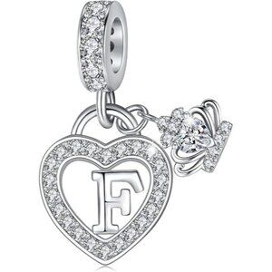 Letter F Letter Charms Silver Heart Alphabet Initial Dangle Charms
